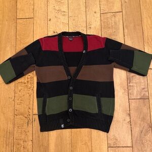 LRG Striped Black, Red, Brown, and Green Men's Sweater